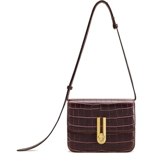 JW PEI Women’s Evania Lock Pebbled Shoulder Bag(Burgundy Croc)