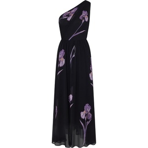 JW PEI Women’s Floral One Shoulder Maxi Dress(Black)