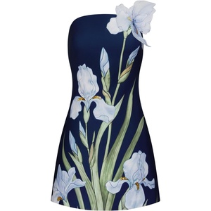 JW PEI Women’s Floral Printed Mini Dress(Navy Blue)