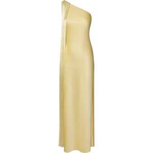 JW PEI Women’s Fringe One Shoulder Maxi Dress(Champagne)