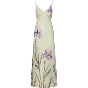 JW PEI Women’s Iris Motif Satin Slip Gown(Light Green/Purple)