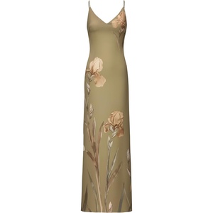 JW PEI Women’s Iris Motif Satin Slip Gown(Olive Green)