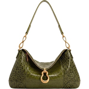 JW PEI Women’s Jayla Metal Pendant Embellished Shoulder Bag(Green Croc)
