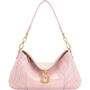JW PEI Women’s Jayla Metal Pendant Embellished Shoulder Bag(Pink Croc)
