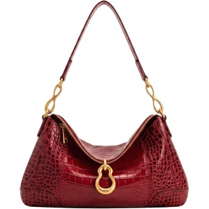 JW PEI Women’s Jayla Metal Pendant Embellished Shoulder Bag(Red Croc)
