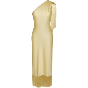 JW PEI Women’s One Shoulder Fringe Midi Dress(Champagne)