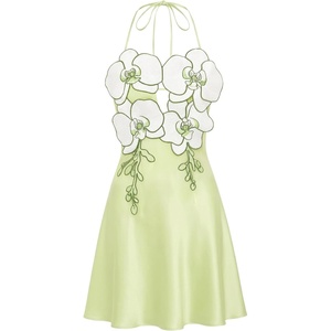 JW PEI Women’s Orchid Embroidered Halter Mini Dress(Light Green)