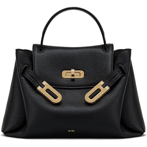 JW PEI Women’s Rhea Small Pebbled Double Buckle Shoulder Bag(Black)