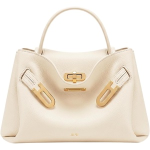 JW PEI Women’s Rhea Small Pebbled Double Buckle Shoulder Bag(White)