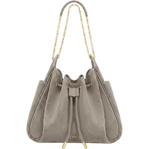 JW PEI Women’s Rowan Ruched Drawstring Chain Bucket Bag(Gray)