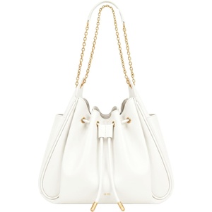JW PEI Women’s Rowan Ruched Drawstring Chain Bucket Bag(Ivory)