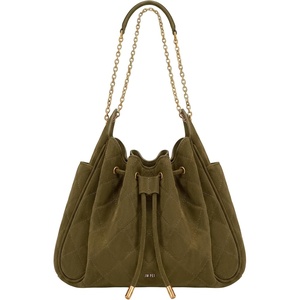 JW PEI Women’s Rowan Ruched Drawstring Chain Bucket Bag(Olive Green)