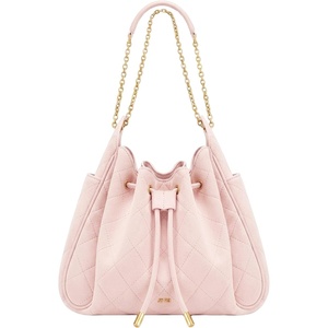JW PEI Women’s Rowan Ruched Drawstring Chain Bucket Bag(Pink)