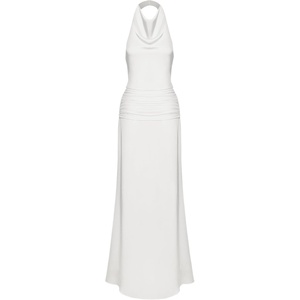 JW PEI Women’s Satin Cowl Neck Ruched Maxi Gown(White)
