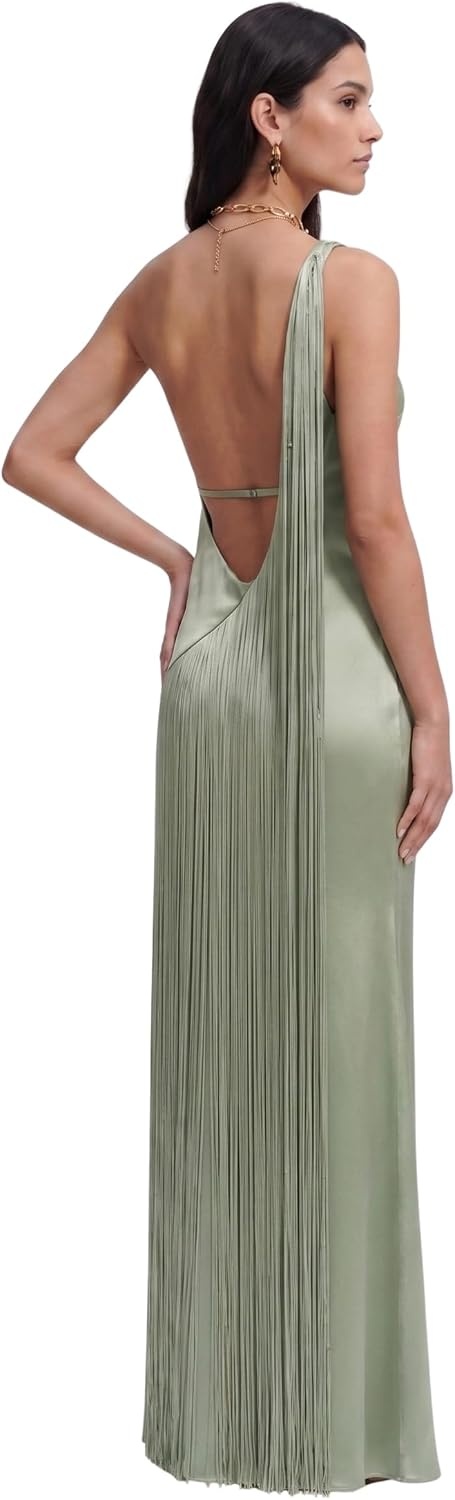 image:imageJW PEI Womens Fringe One Shoulder Maxi DressSage Green