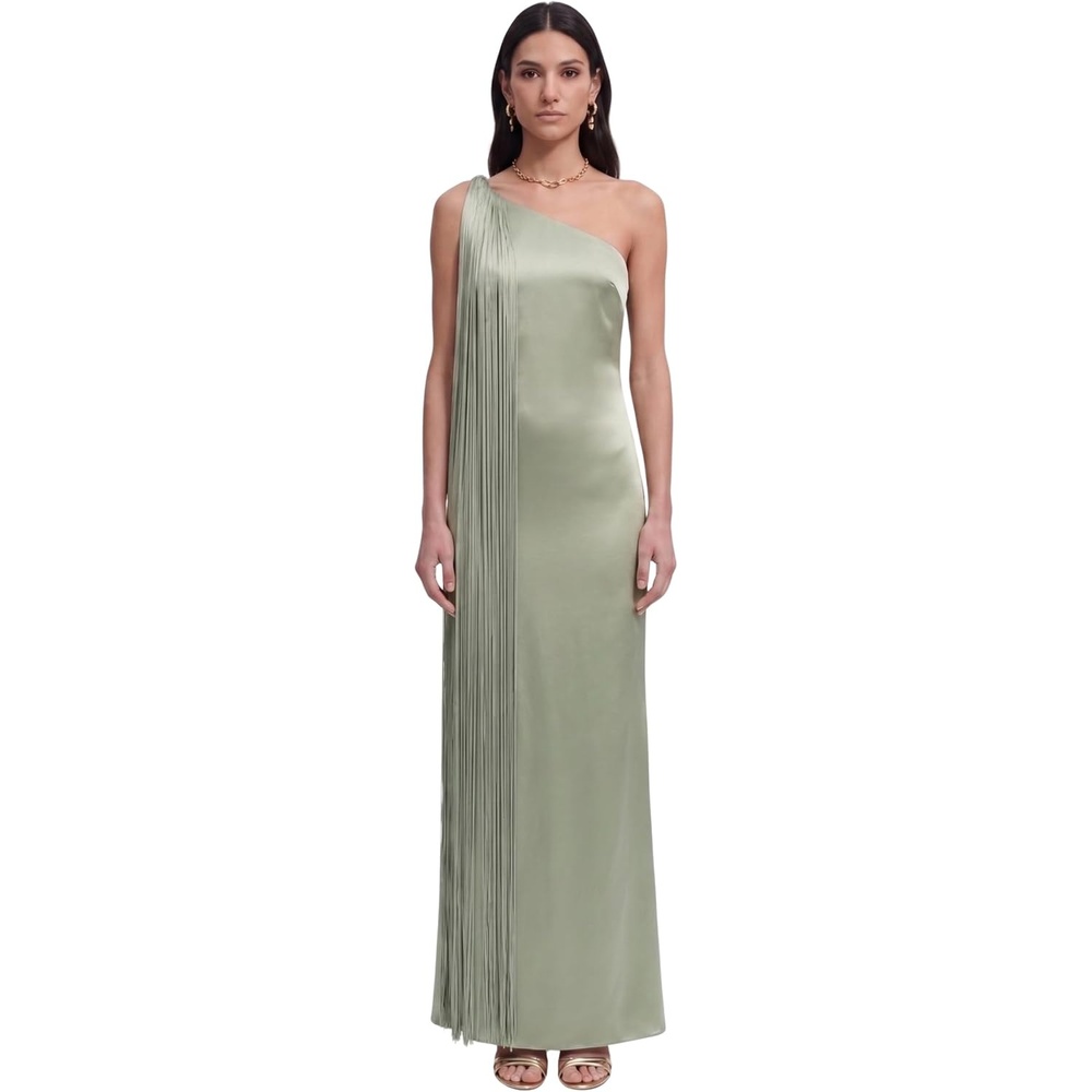 image:imageJW PEI Womens Fringe One Shoulder Maxi DressSage Green