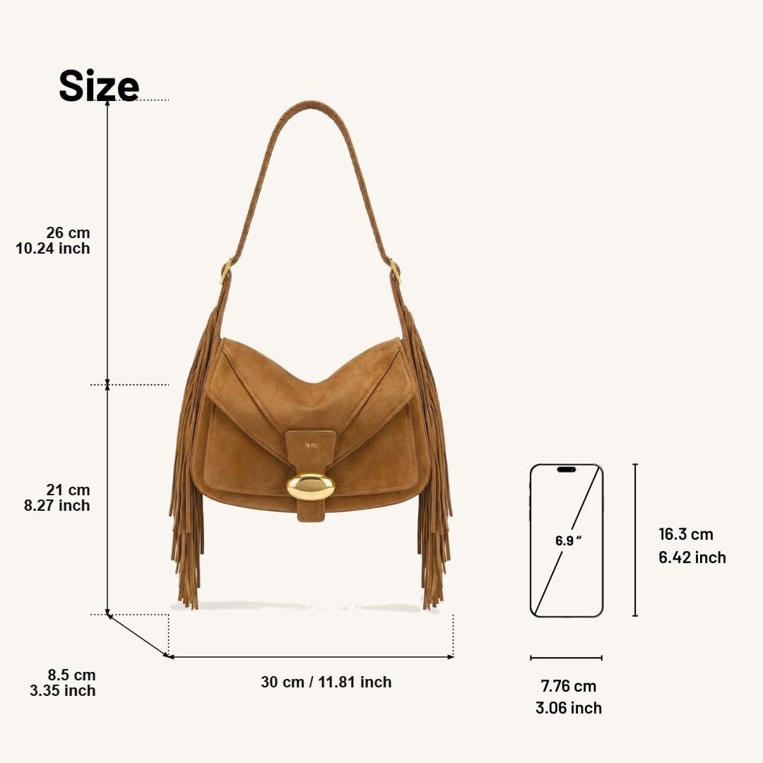 image:imageJW PEI Womens Avery Fringe Faux Suede Shoulder Bag