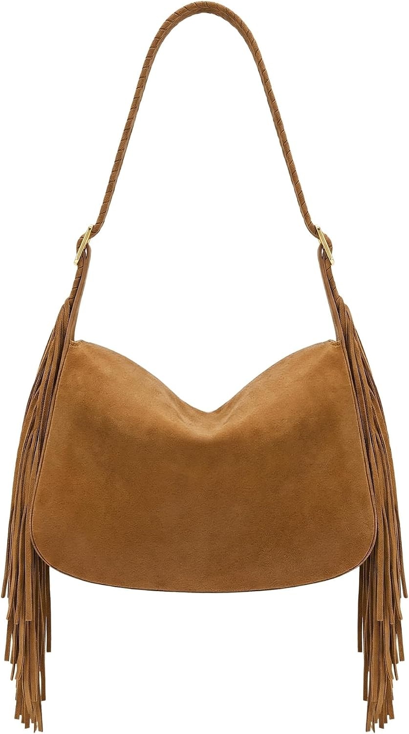 image:imageJW PEI Womens Avery Fringe Faux Suede Shoulder Bag