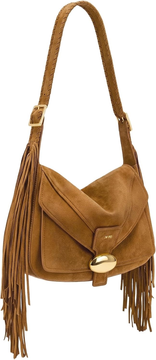 image:imageJW PEI Womens Avery Fringe Faux Suede Shoulder Bag