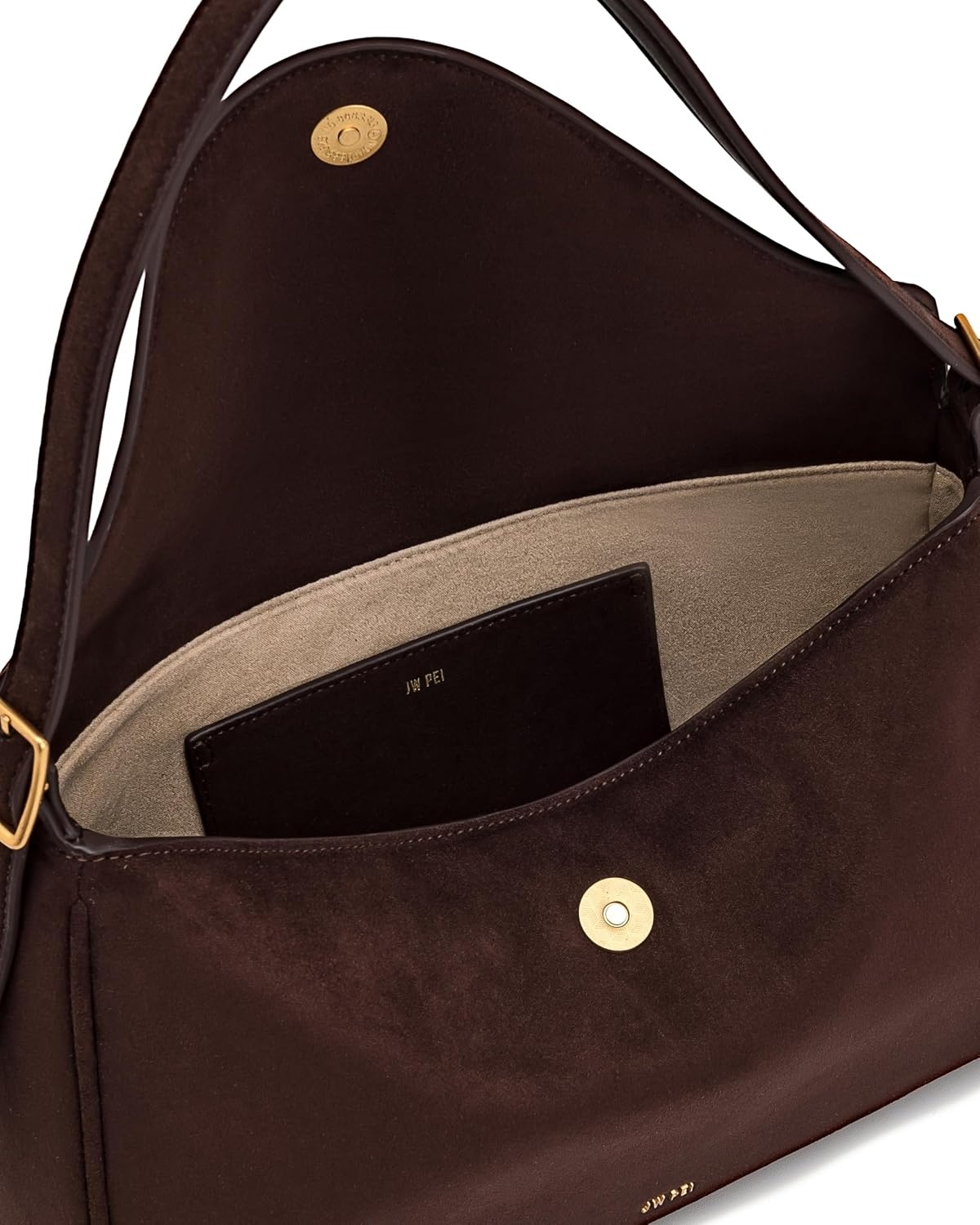 image:imageJW PEI Womens Elowen Faux Suede Flap Shoulder BagDark Brown