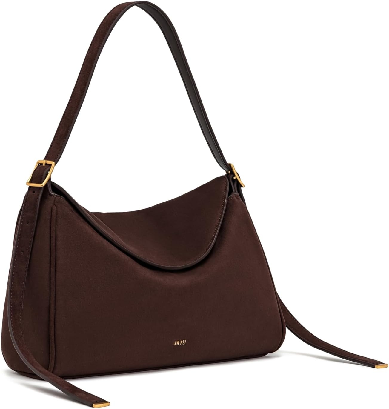 image:imageJW PEI Womens Elowen Faux Suede Flap Shoulder BagDark Brown