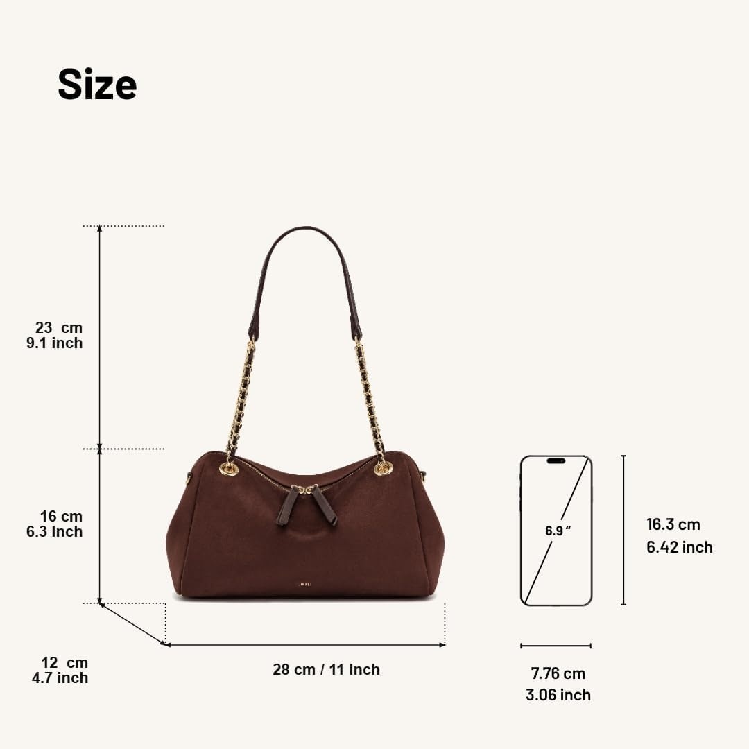 image:imageJW PEI Womens Mireya Faux Suede Chain Shoulder BagDark Brown
