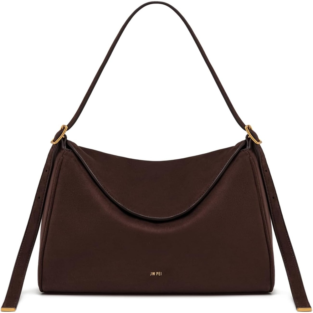 image:imageJW PEI Womens Elowen Faux Suede Flap Shoulder BagDark Brown
