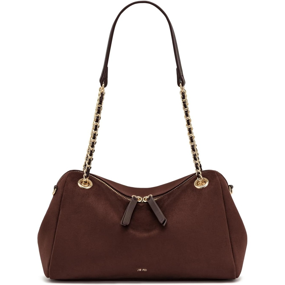 image:imageJW PEI Womens Mireya Faux Suede Chain Shoulder BagDark Brown