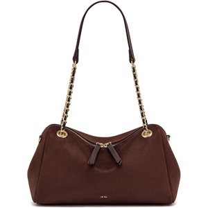 JW PEI Women’s Mireya Faux Suede Chain Shoulder Bag(Dark Brown)