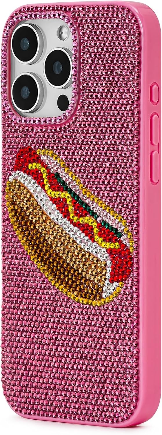 image:imageJW PEI Coffee Tin Artificial Crystal Phone Case BlueHot Dog Pink