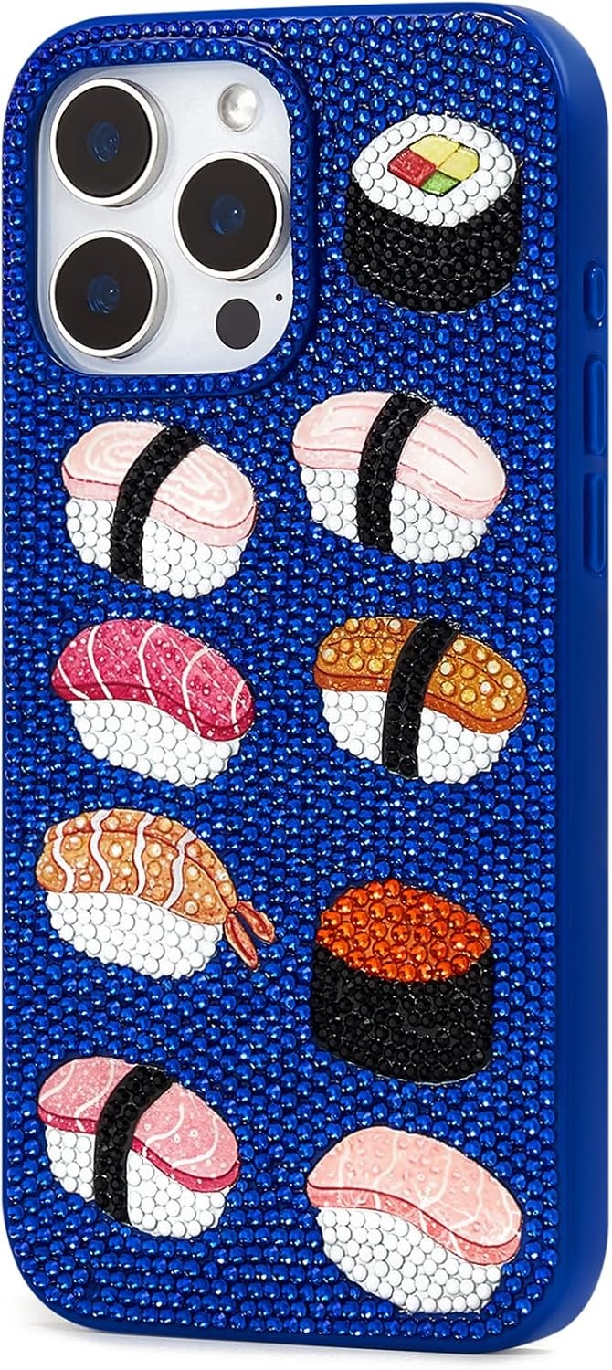 image:imageJW PEI Coffee Tin Artificial Crystal Phone Case BlueSushi Blue