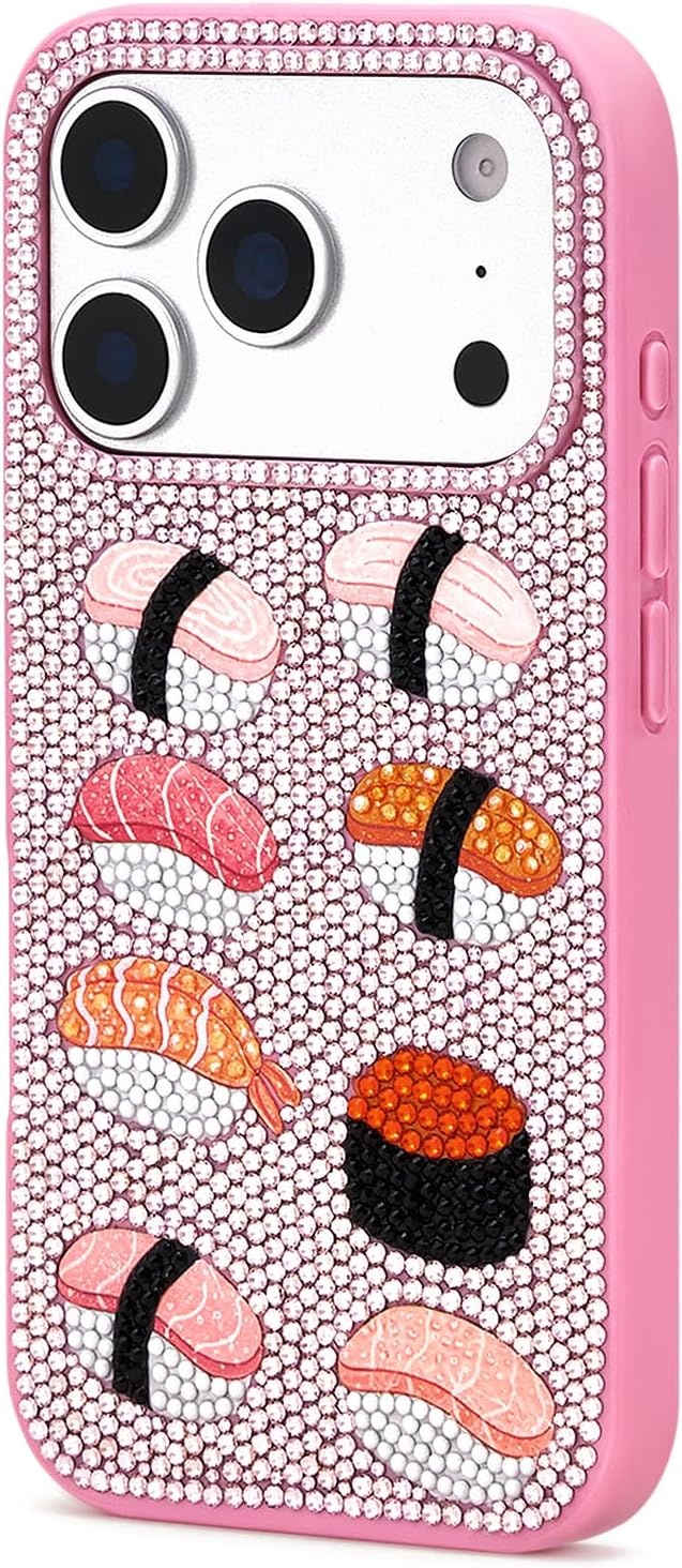 image:imageJW PEI Coffee Tin Artificial Crystal Phone Case BlueSushi Pink
