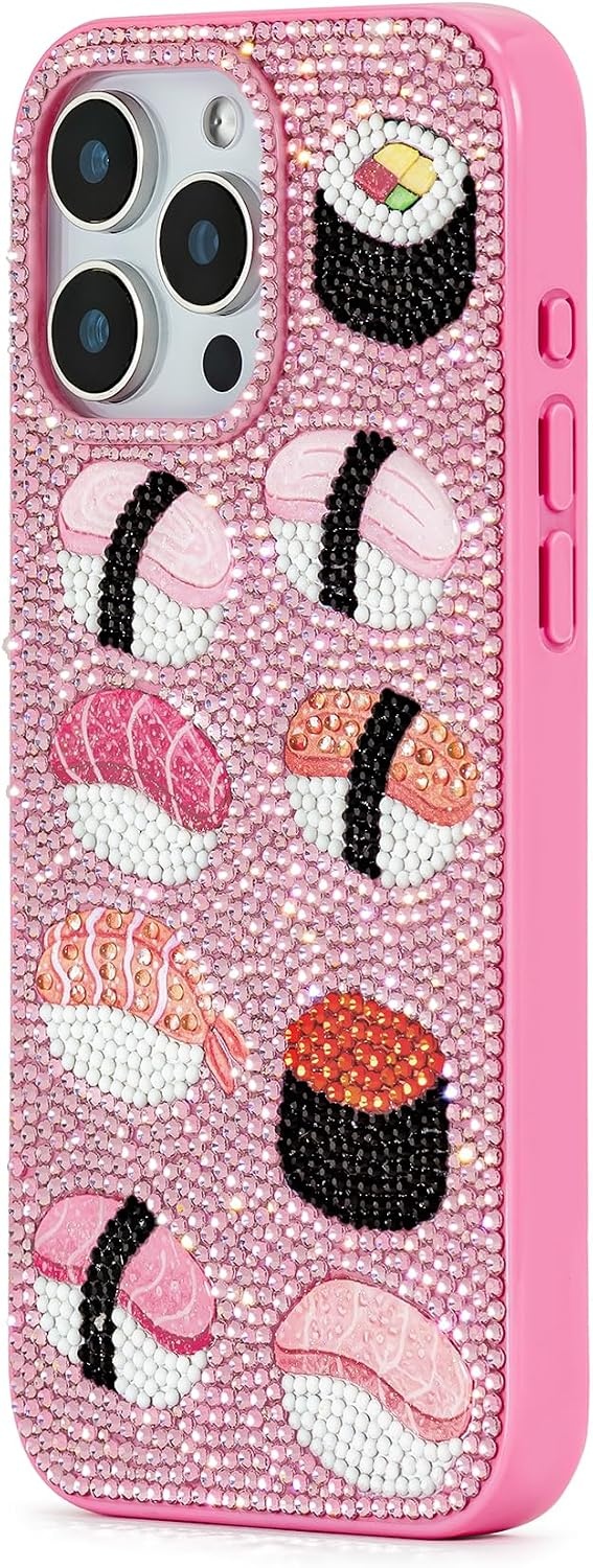image:imageJW PEI Coffee Tin Artificial Crystal Phone Case BlueSushi Pink