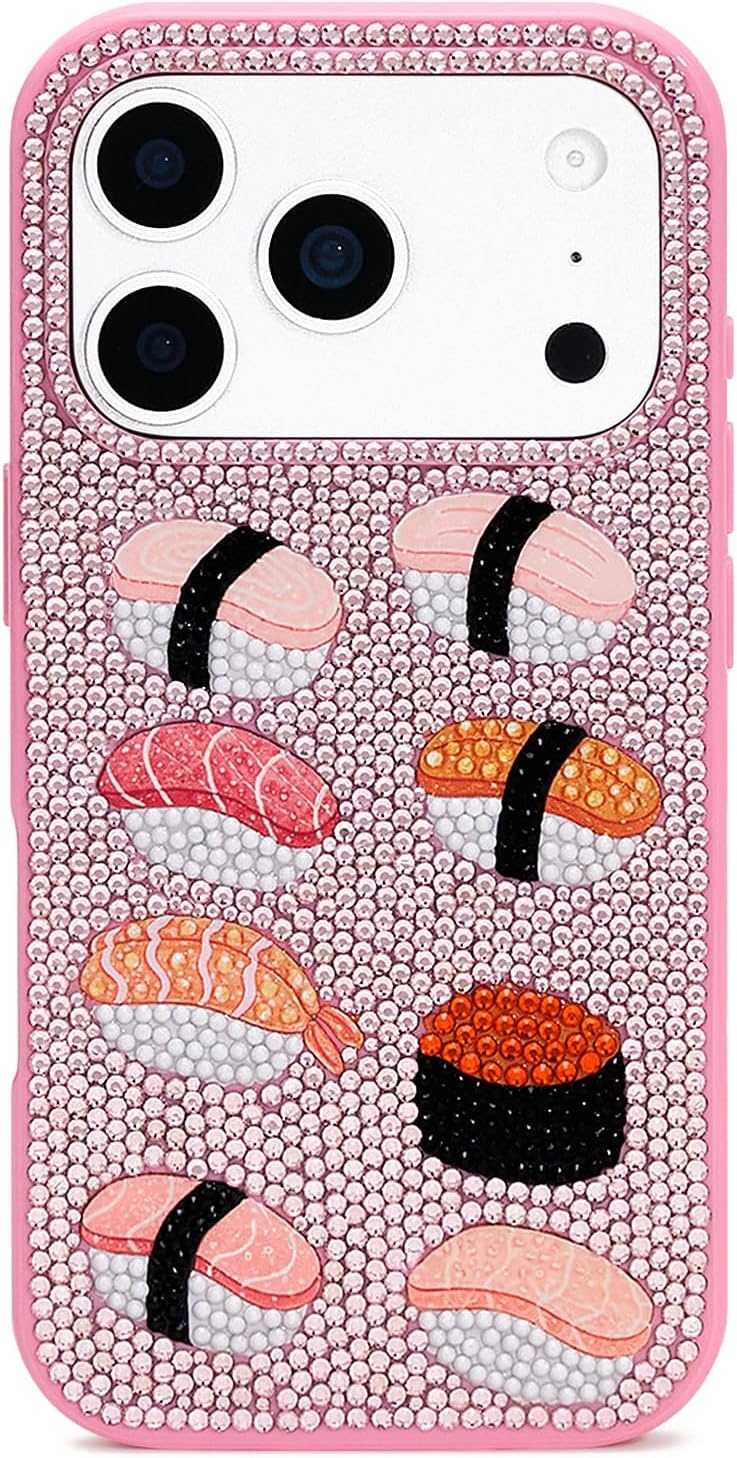 image:imageJW PEI Coffee Tin Artificial Crystal Phone Case BlueSushi Pink