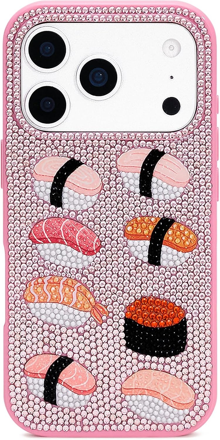 image:imageJW PEI Coffee Tin Artificial Crystal Phone Case BlueSushi Pink