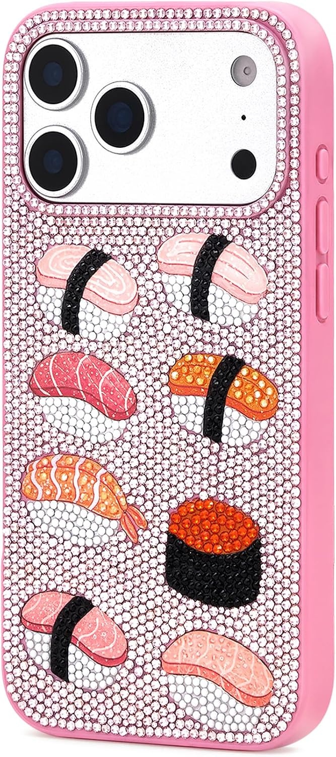 image:imageJW PEI Coffee Tin Artificial Crystal Phone Case BlueSushi Pink