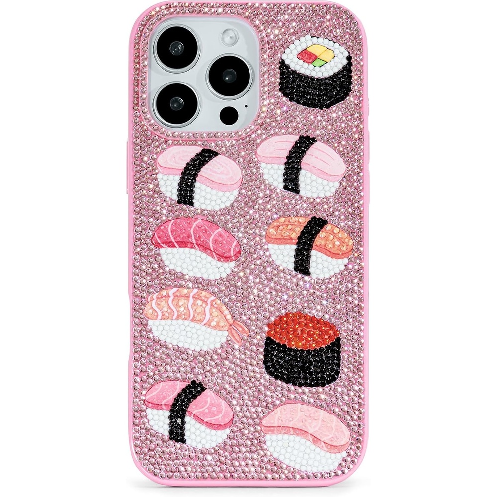 image:imageJW PEI Coffee Tin Artificial Crystal Phone Case BlueSushi Pink