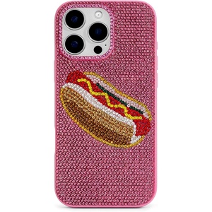 JW PEI Coffee Tin Artificial Crystal Phone Case – Blue(Hot Dog Pink)